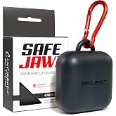 SAFEJAWZ Black Premium Mouth Guard Case with Carabiner Clip | Durable and Flexible Silicone Mouthguard Case to Keep Mouth Guard Protected/Clean One Size