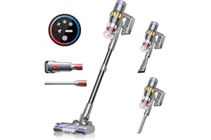 Belife Cordless Vacuum Cleaner, 38Kpa 450W Stick Vacuum Cleaners for Home Carpet Hardwood Floor, Wireless Household Vaccum for Pet Hair with Led Touch Display, Up to 45mins Runtime(Gold)