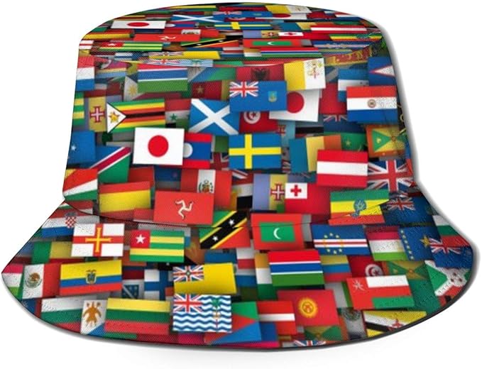 MeiyaDesign Unisex Bucket Hat,Flags of All Countries of The World