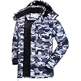 CAMEL CROWN Men's Mountain Snow Waterproof Ski Jacket Detachable Hood Windproof Fleece Parka Rain Jacket Winter Coat