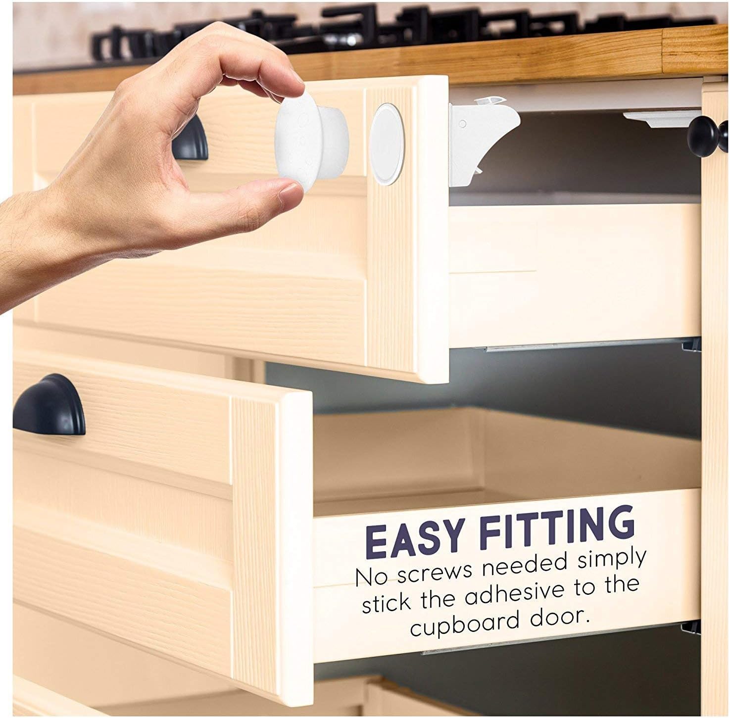 MATANA chuckle - 20 Self Adhesive Magnetic Child Proof Safety Locks with 4 Keys - Cabinets & Drawers - Image 4