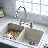 Peppermint 2 Hole Kitchen Mixer Tap 360° Swivel 180mm Deck Mounted Chrome view 9