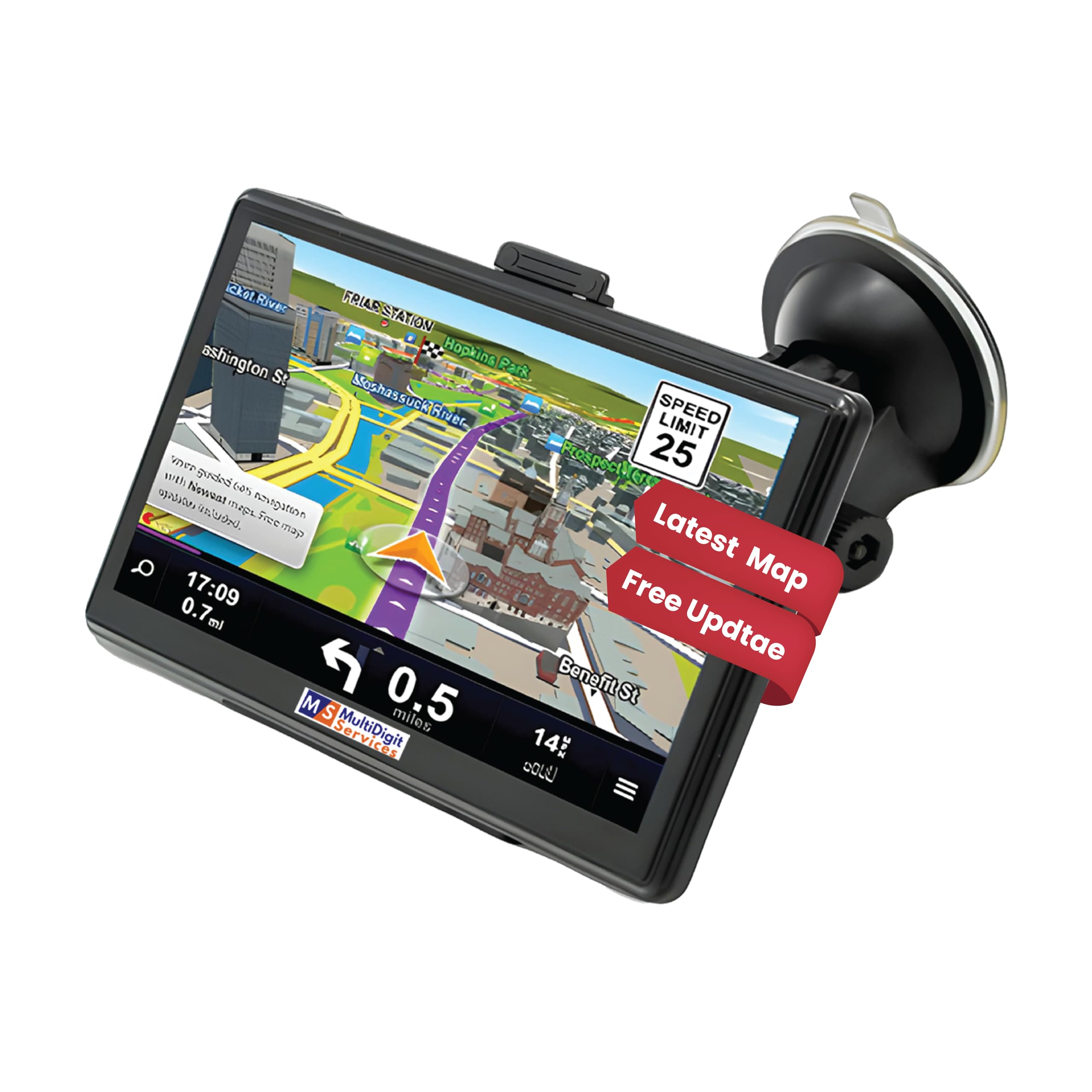 MS Drive A600 Sat Nav | 7" Touchscreen GPS Navigation for Cars & Trucks | 16GB Storage | Android OS | Lifetime Maps Included | High-Performance Sat Nav for Cars and Trucks