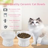 MEETOZ Ceramic Elevated Cat Bowls - 2 Wide Raised Bowls, Whisker Friendly view 6