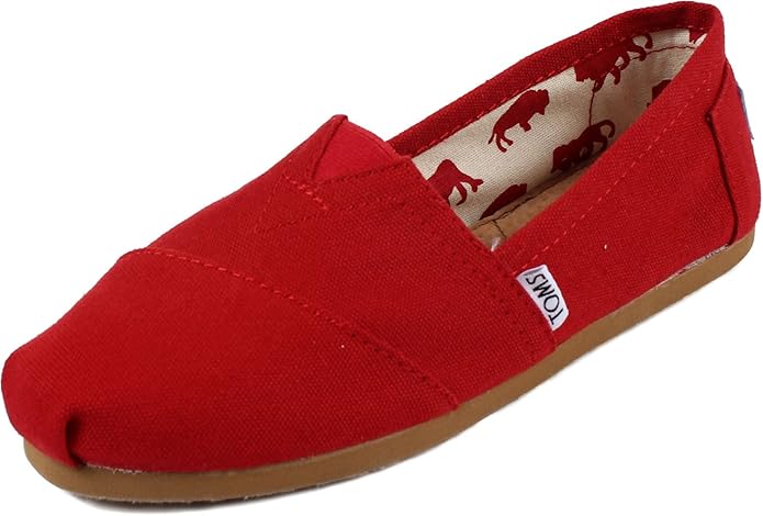 toms red canvas shoes
