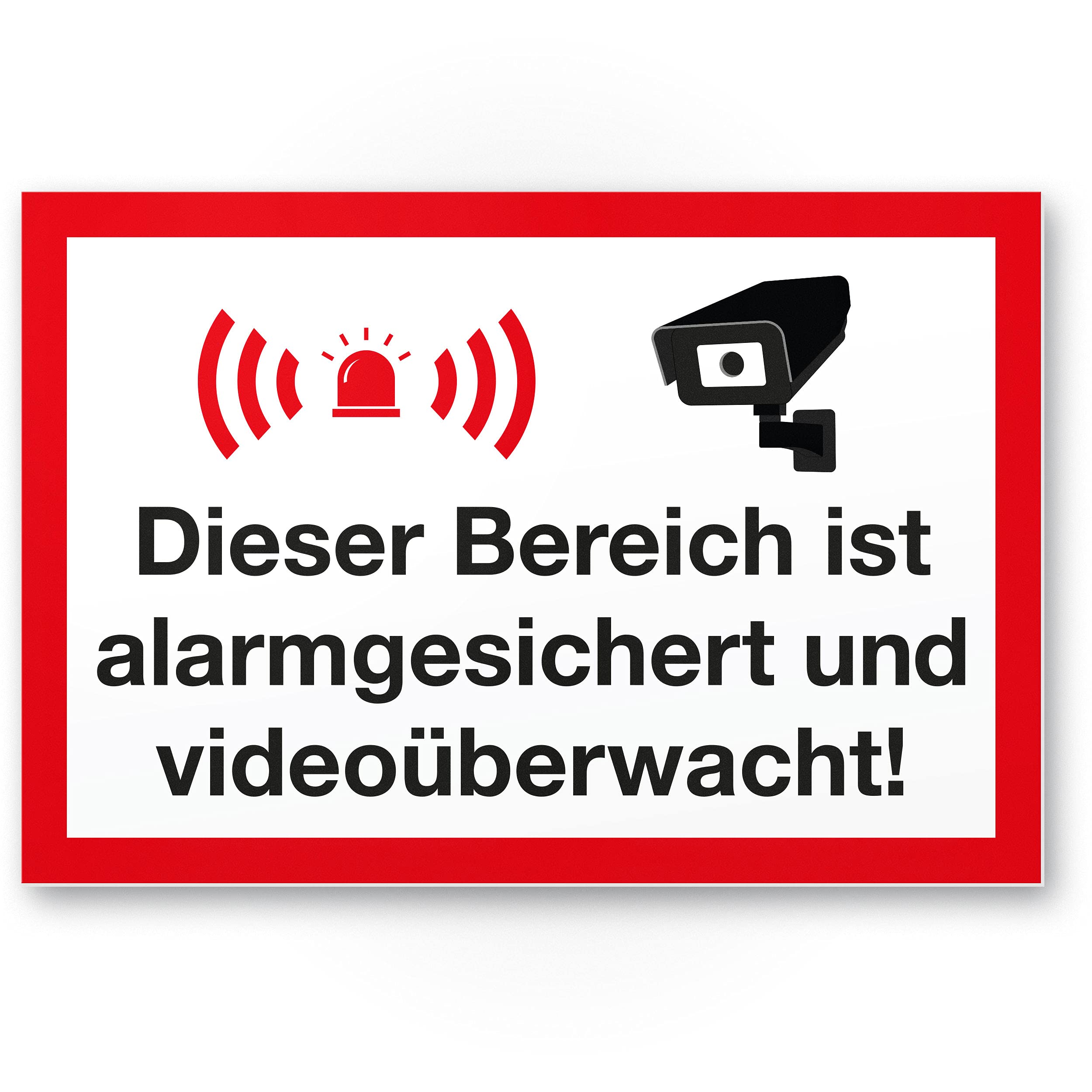 Komma Security Area Alarm Secured Video Surveillance Sign - Attention Caution Video Surveillance - Notice Sign Video Surveillance - Warning
