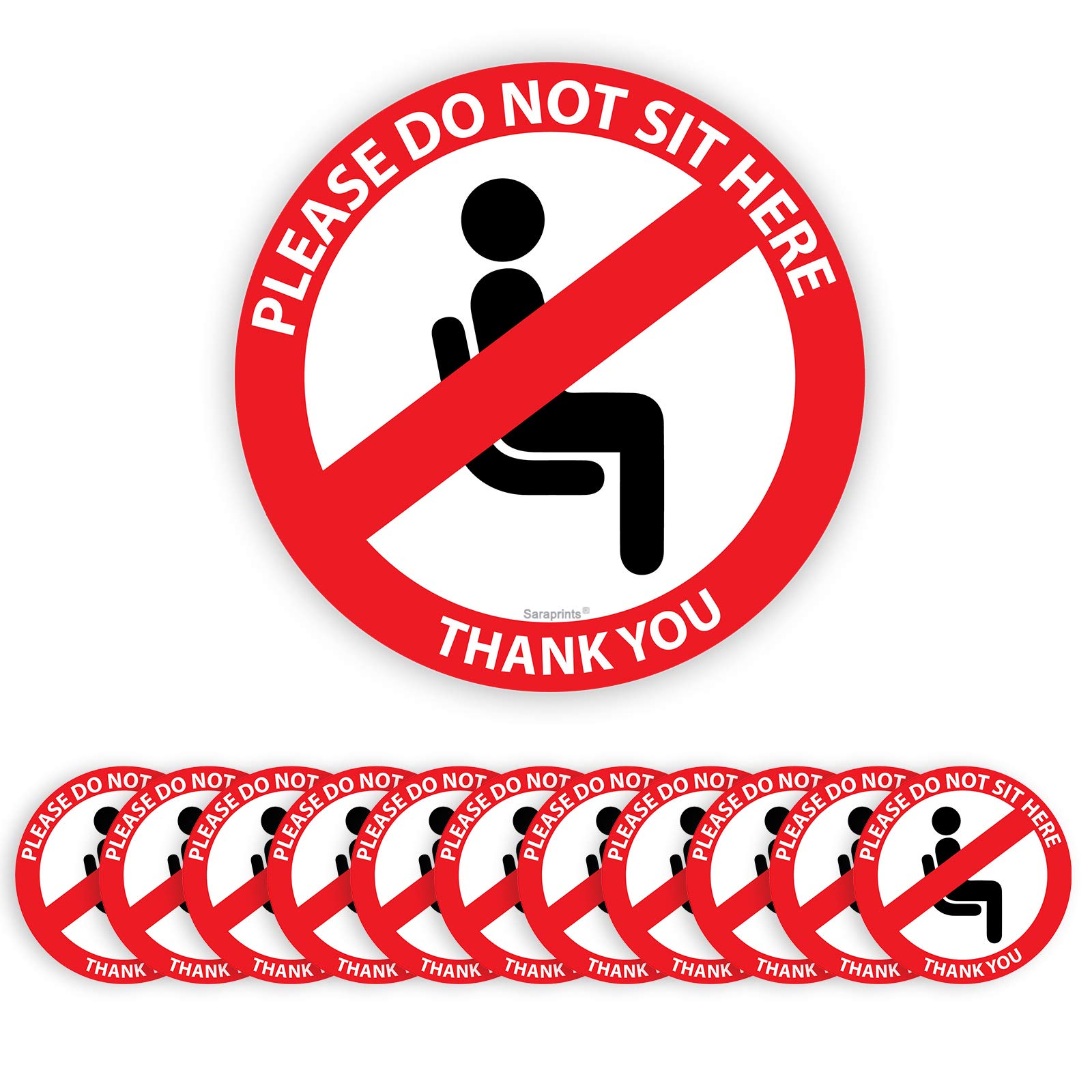 Pack of 12 Do Not Sit Here Sign (65 mm) Do Not Sit Here Waterproof Stickers