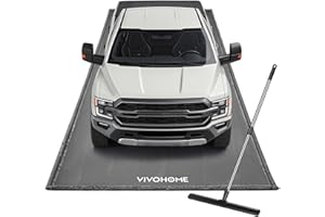 VIVOHOME Containment Mat (8'6" x 20') with Stay Put Corner, PVC Garage Floor Mats, Heavy Duty Garage Parking Mat with a Squeegee, Gray