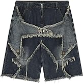 OTEEGX Y2K Baggy Jean Shorts for Women Men Denim Pants Star Y2k Jorts Girls Aesthetic Summer Clothing Grunge