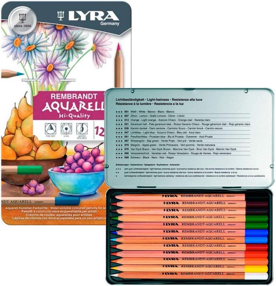 Amazon Com Lyra Rembrandt Aquarell Pencils Tin Of 12 Office Products