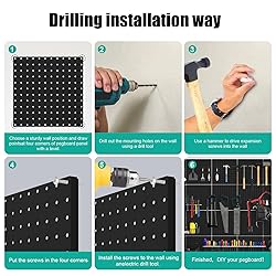 Hogurity Peg Board, 4 Pack Metal Pegboard Panels