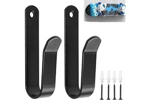 AEXHOT 2PCS Snowboard Wall Mount, Steel Horizontal Snowboard Wall Mount Clips, Snowboard Wall Rack Surfboards Skateboards Snowboard Display Wall Mount for Home, Garage (Black)