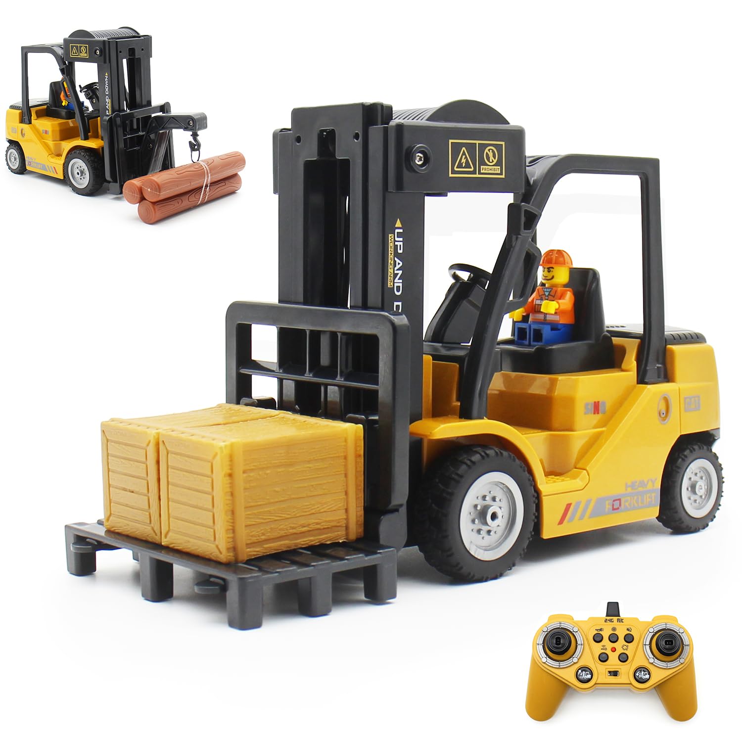 Photo 1 of **INCOMPLETE** QuirkyGlee Remote Control Forklift 12 Channel 2 Mode RC Forklift, W/Pallets/Boxes/Sound/Light/Spray, Two Rechargeable Batteries & Charge, Kids Forkliftrrucks Toy Christmas & Birthday Gifts