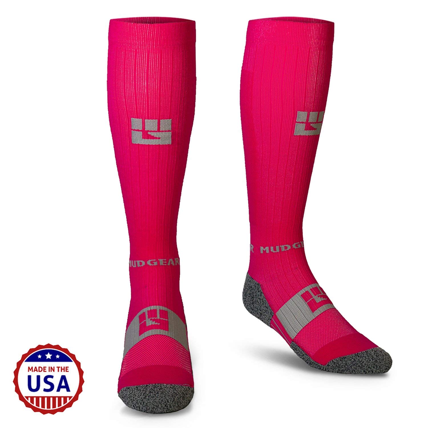 Mudgear Pink Compression Socks Premium Quality Over The Calf For Women And Men