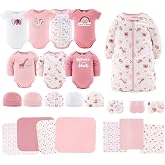 The Peanutshell Baby Layette Gift Set for Girls - 23 Piece New Born Girl Gift Set, Baby Clothes &amp; Newborn Essentials Must Haves - Newborn Clothes 0-3 Months - Rainbow Safari