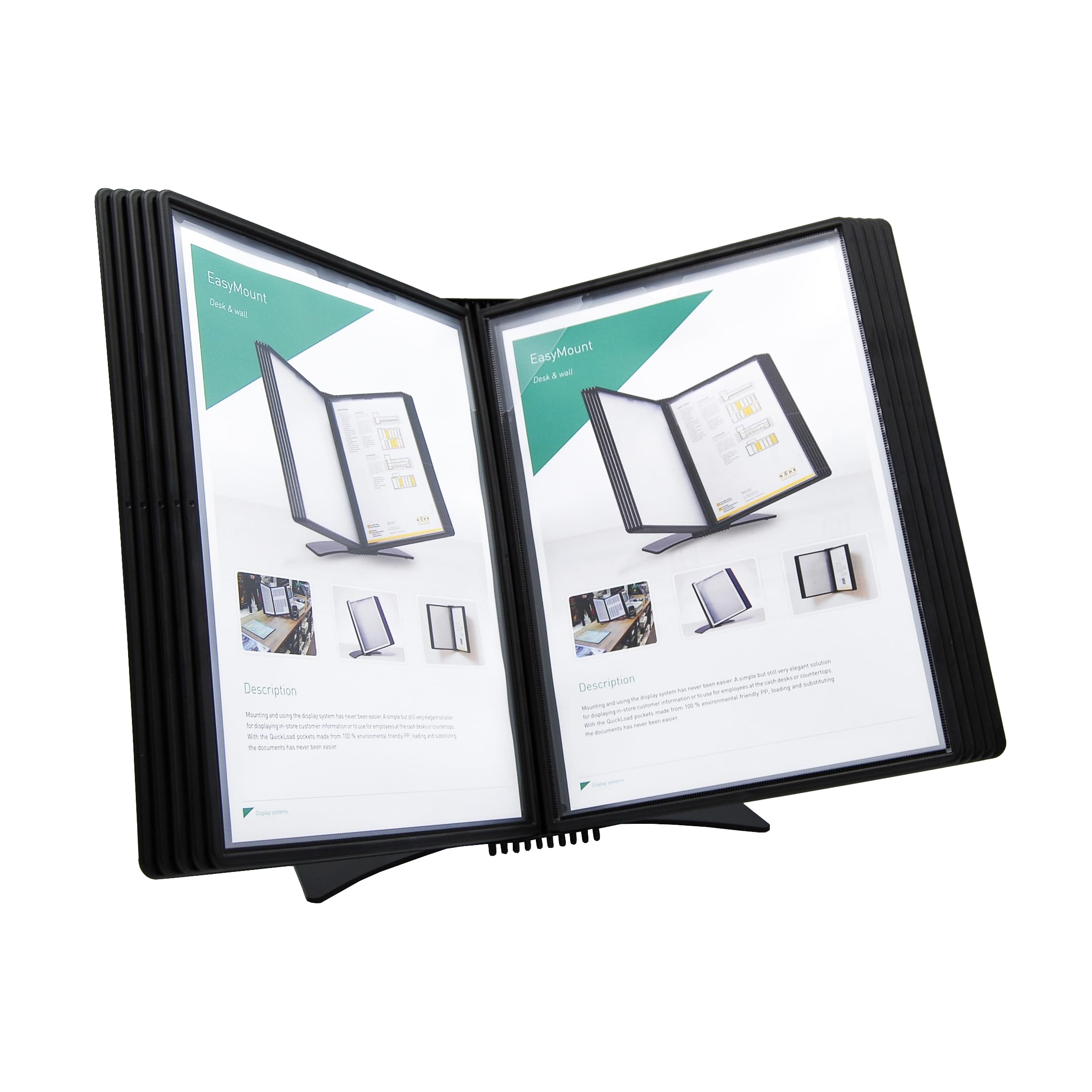 Photo 1 of Tarifold DJOIS Desktop Reference & Display System - Durable Metal Base & Polypropylene - Letter-Size - 10 Double-Sided Pockets - 20 Sheet Capacity - Easy-Load - Made in France - Black