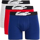 Lacoste mens Cotton Stretch Big Croc Print Boxer Briefs, 3-pack (Amazon Exclusives)
