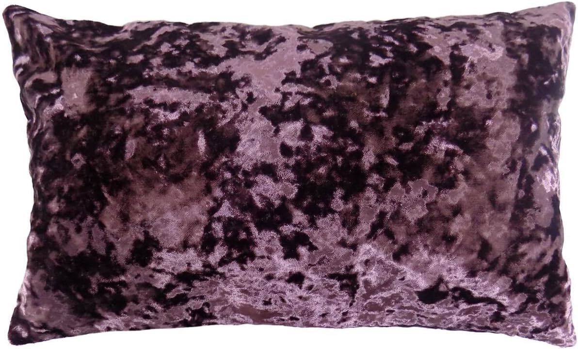 LUXURIOUS PURPLE AUBERGINE CRUSHED VELVET THICK SOFT BOUDOIR CUSHION COVER 30 X 50CM