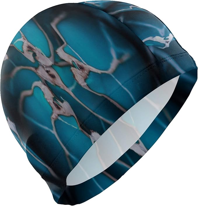 Swim Caps Women Rich BlueGreen Cactus Funny Swim Caps for