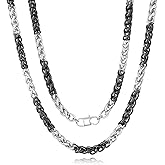 YAMI Unisex Adult Modern Wheat Chain Necklace, Blue Titanium Steel, 18 inches, Lobster Clasp, Blue Stone, Gold & Silver Plated, Fine Jewelry, Casual