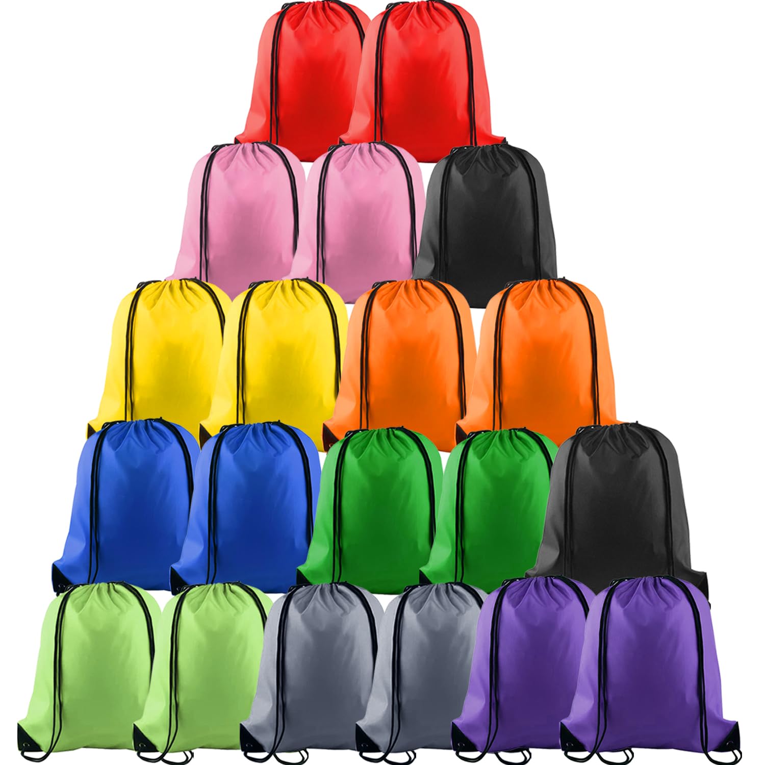 LOSYHU 20 Pack Drawstring Bags String Backpack Bulk Sack Cinch Bag Drawstring Backpack Bags Sport String Gift Bag for Gym Traveling, 10 Colors