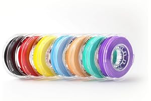 Toybox 7 Pack PLA 3D Deluxe Printer Filament, Dimensional Accuracy +/- 0.02 mm, 0.23kg Spool (0.26 lbs),1.75mm, Grape Purple, Cherry Red, Sesame Black, Mint, Peach, Lemon Yellow, Cotton Candy Blue