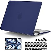 DONGKE Compatible with MacBook Air 13.6 inch Case M4 M3 M2 2025 2024 2023 2022 A3240 A3113 A2681, Plastic Hard Shell & Keyboard Cover for MacBook Air M4 13 inch Case, Matte Navy Blue