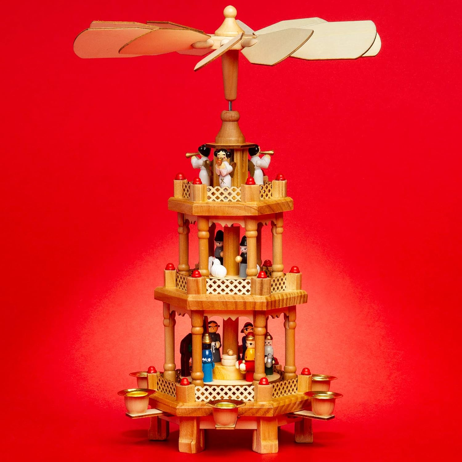 SIKORA P34 Classic Wooden Christmas Pyramid with Three Levels Xmas