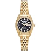 Miykon Silver and Gold Watches for Women | Small Dainty Women's Dress Watch with Day Date and Genuine Crystals | IP Stainless Steel Women's Jewelry Bracelet, Lume Hands, Japan Quartz, 50M Water Resist