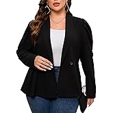 ShopWonder Womens Plus Size Blazers Business Casual Knit Blazer for Work Long Sleeve Shawl Lapel Blazer Suit Jackets