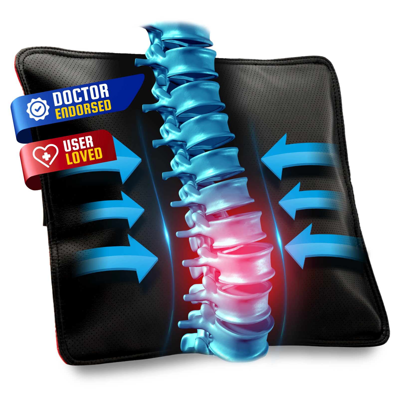 Photo 1 of AJUVIA Back Vitalizer Lumbar Support Pillow | 3000+ Doctor Trusted Ergonomic Pillow Support for Office Chair, Home & Car | 3 Second Pain Relief, Better Posture, Sciatica & Lower Back Relief