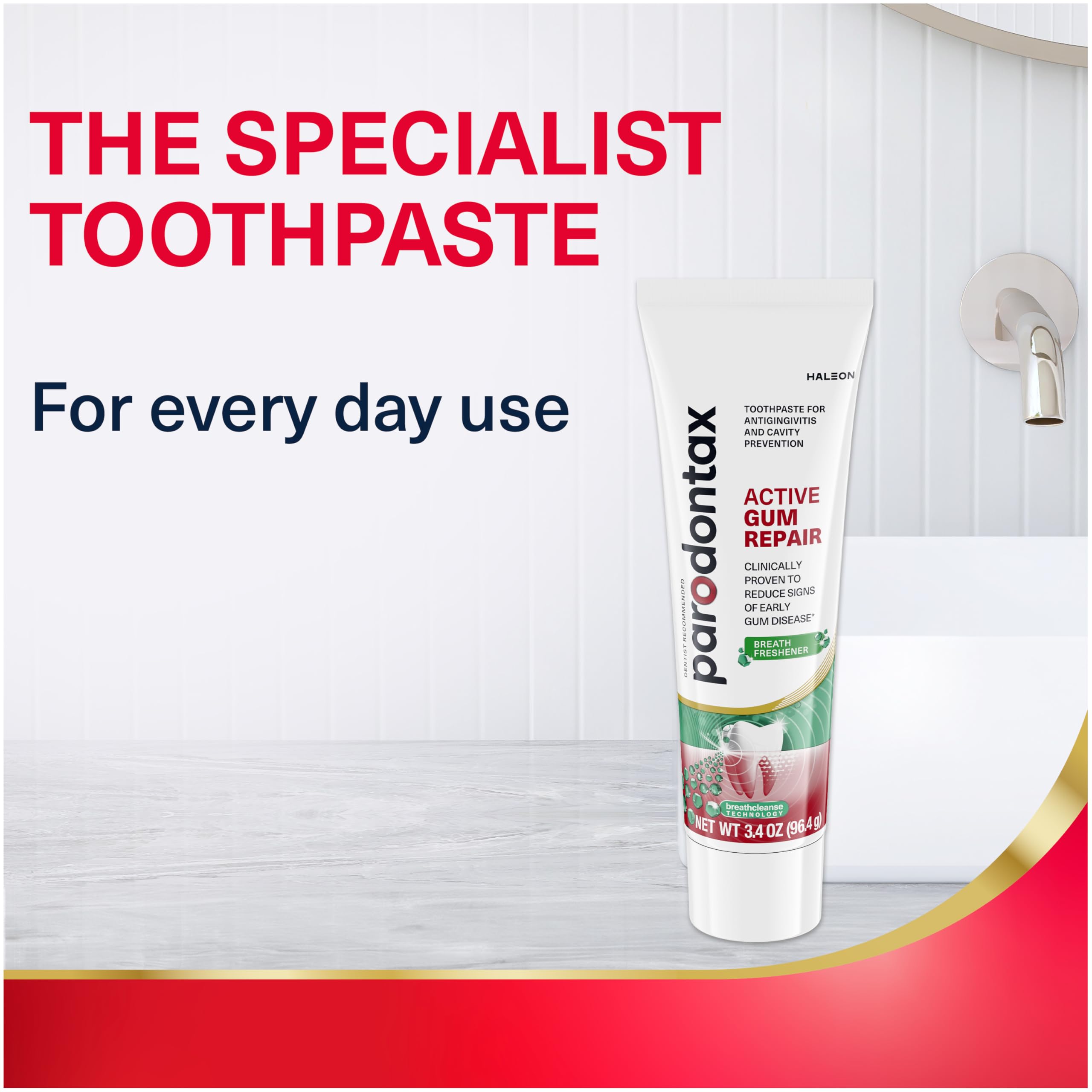 Parodontax Active Gum Repair Breath Freshener Toothpaste, 3x3.4 oz