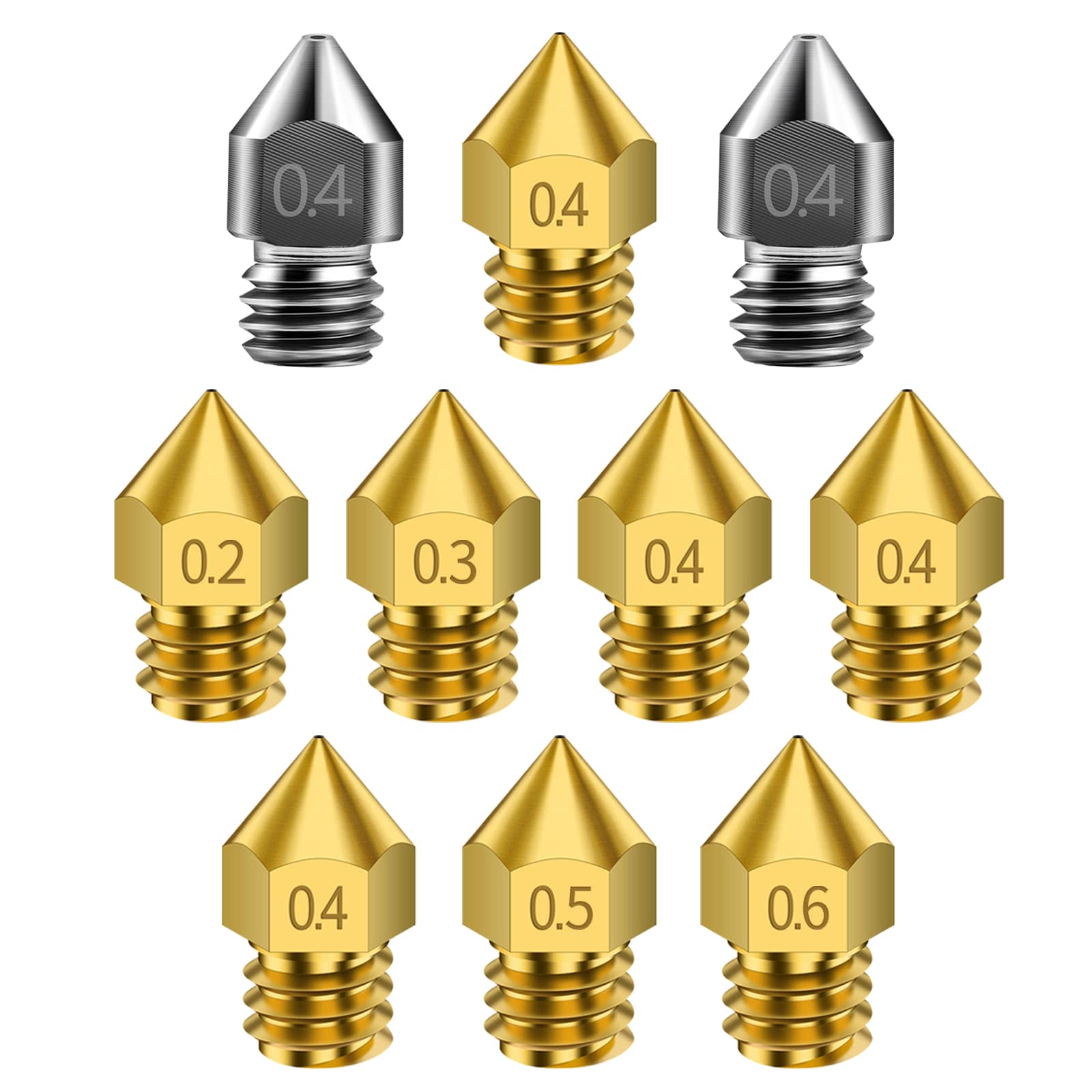 10 Buses Imprimante 3D En Laiton - Diamètre 3mm/0.4mm, Pointues - Compatibles Avec De Nombreux Modèles