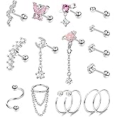 FASACCO Helix Earrings 16G Cartilage Earring Surgical Steel Helix Piercing Jewelry Conch Earrings Cartilage Piercing Jewelry