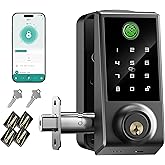 IRONZON Smart Door Lock Deadbolt Lock with Touchscreen Keypad, Fingerprint Door Lock for Front Door, 5-in-1 Keyless Entry Door Lock, App Control, 4 IC Cards, Auto Lock, 15-Min Installation
