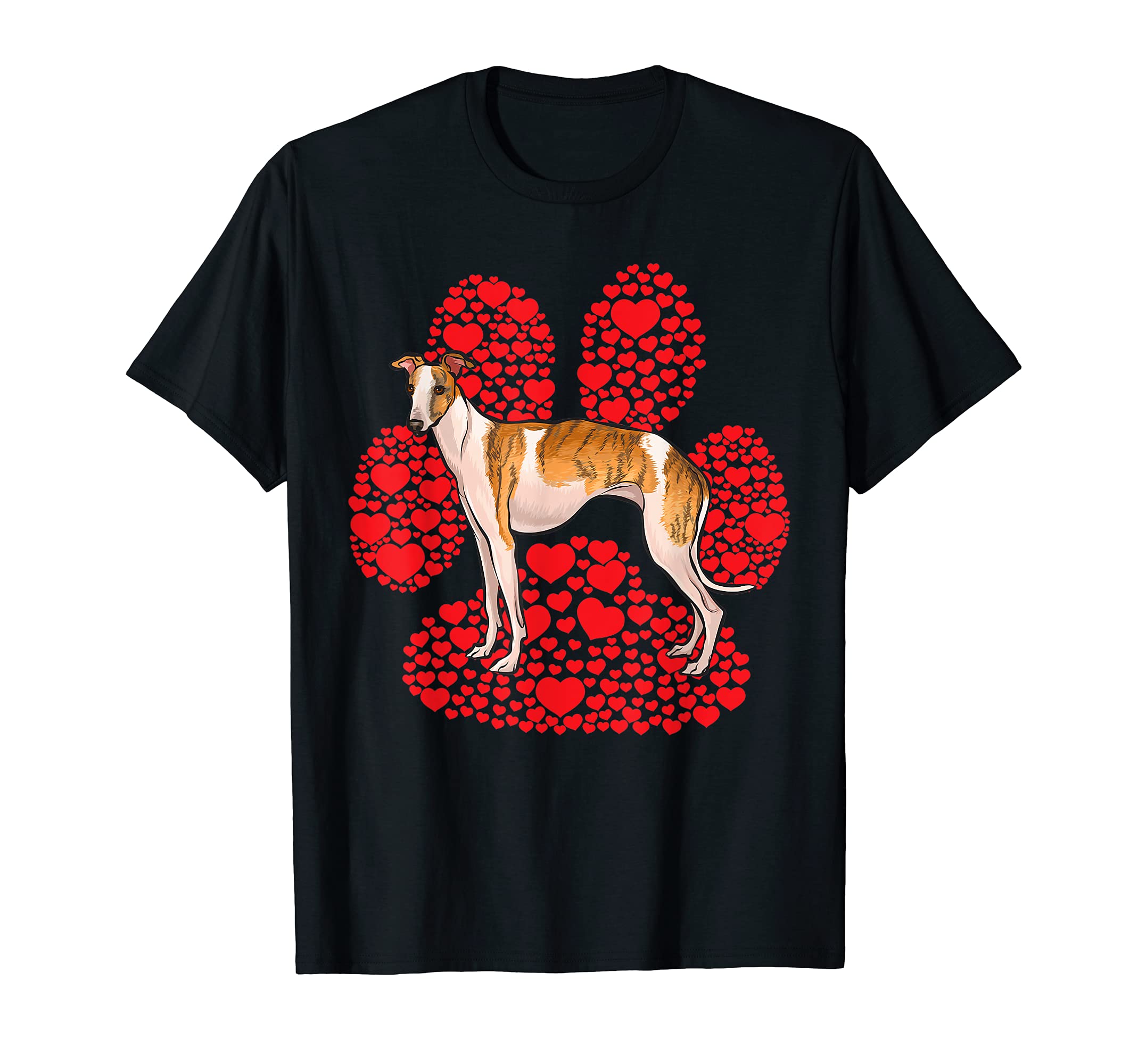 Whippet Valentines Day Dog Love Paw T-Shirt
