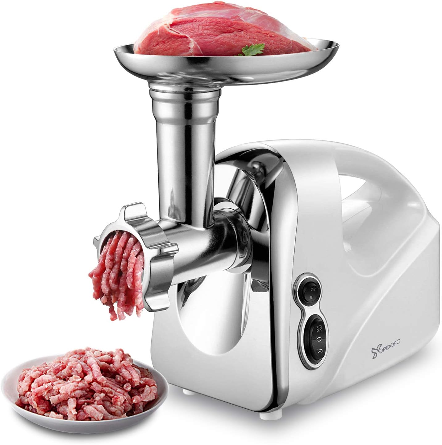 Electric Meat Grinder Sausage Stuffer Meat Mincer【1200W Max】with 3 Grinding Plates, Sausage & Kubbe Kits, Dual Safety Switch for Home Kitchen Family Use