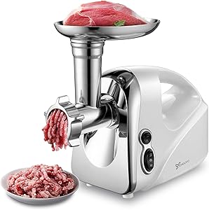 Electric Meat Grinder Sausage Stuffer Meat Mincer【1200W Max】with 3 Grinding Plates, Sausage & Kubbe Kits, Dual Safety Switch for Home Kitchen Family Use