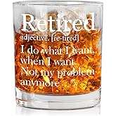 WTOGQ Retirement Whiskey Glass, Funny Happy Retirement Gifts for Men, Retired Old Fashioned Rocks Glasses, Every Sip Tastes Like Its Not My Problem Anymore Whiskey Gifts for Men Women, 10 Oz