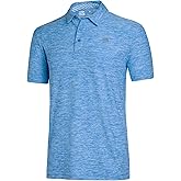 Three Sixty Six Golf Shirts for Men - Dry Fit Short-Sleeve Polo, Athletic Casual Collared T-Shirt Cool Blue