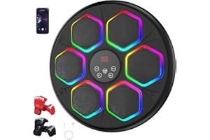 GAINO Music Boxing Machine, Smart Bluetooth Boxing Machine for Adults & Kids with 2 Boxing Gloves, 12 Modes/Speeds, Wall Mounted Music Boxing Workout Equipment for Home Office Gym(Black)