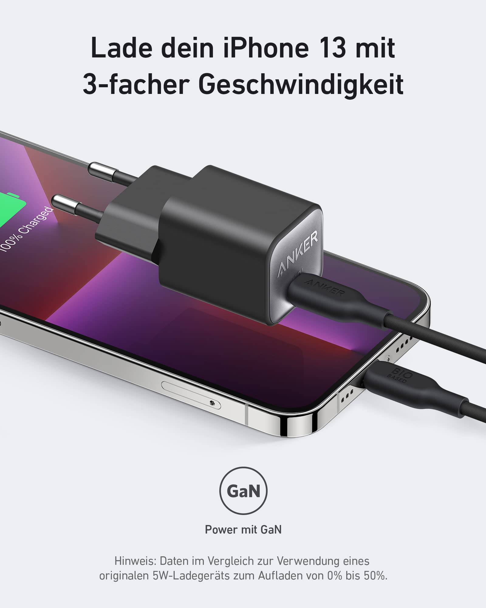Anker 30W USB C Ladegerät, GaN 511 Nano 3, PIQ 3.0 PPS Schnellladegerät für iPhone 17/Pro/Pro Max/iPhone Air/16/15, Galaxy, Pixel 4/3, iPad (Ohne Ladekabel) 4