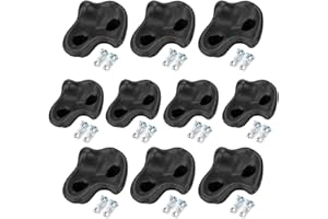 HOMEPATCHE 10PCS Black Rock Climbing Holds,Extra Large Hard Plastic Comfortable Rock Climbing Stone Rocks Bright Colors Wall Stones with Screw Pad and Nut for Outdoor Indoor Climbing Frames Adult Playground