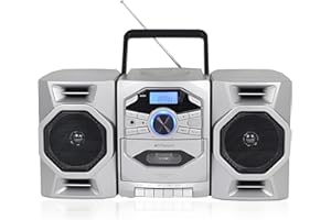 Emerson Portable CD Player Boombox with Cassette Player, Tape Recorder, AM/FM Radio, MP3 AUX Input, Detachable Speakers, AC/DC & Battery Operated – Stereo System for Home, Travel, Indoor & Outdoor Use