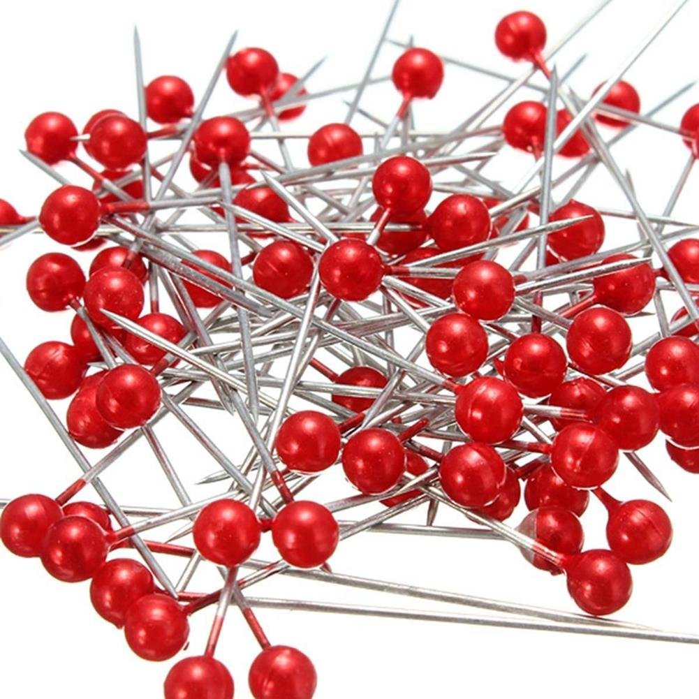 800 Pcs Sewing Pins, 1.5 in Round Pearl Heads Pins, Pearlized Pins, Pearl Push Pins, Dressmaker Pins, Quilting Pins for Fabric, Craft and Sewing Project, Weddings Corsage Florists (Red)