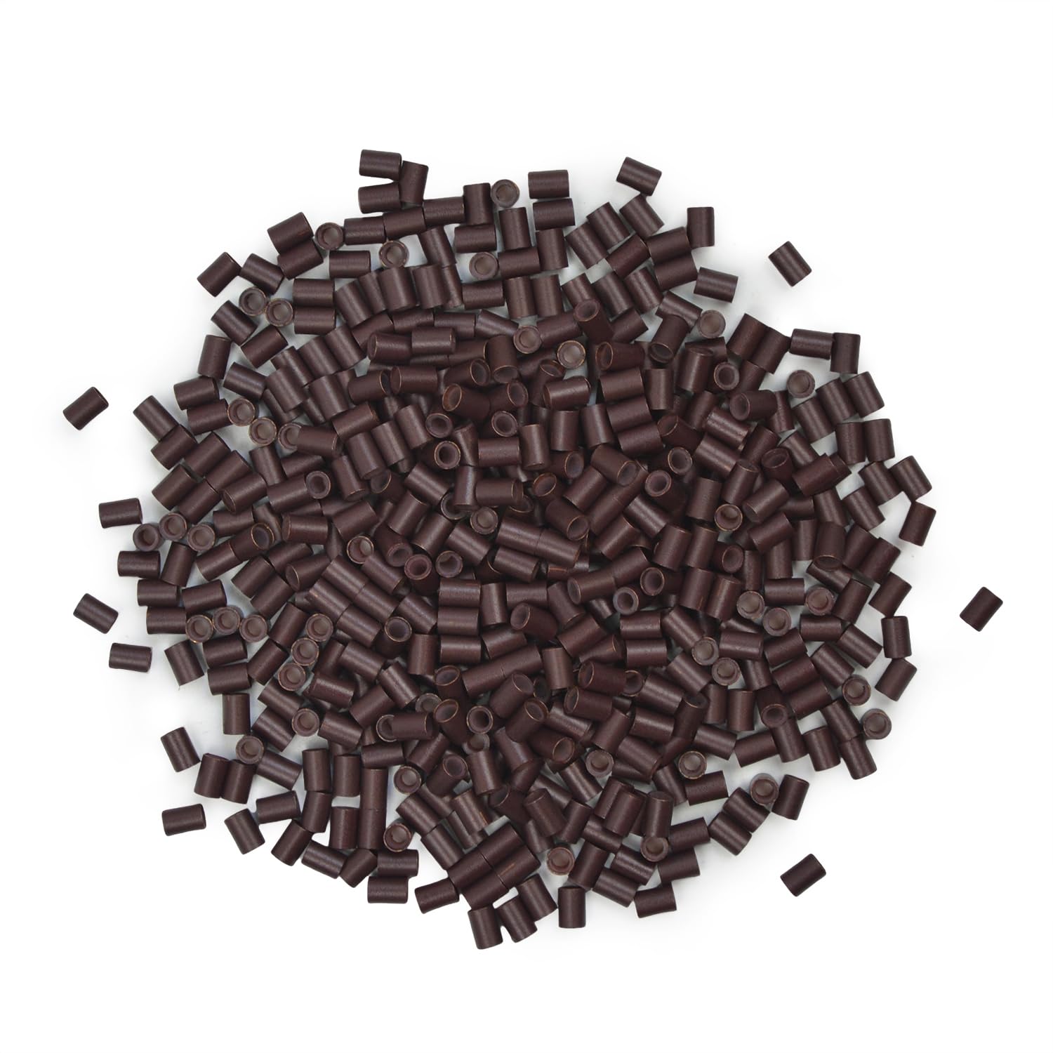 3.5 mm Copper Tube Micro Link Beads with Silicone Lined Micro Ring Hair Beads for I-Tip Hair Extensions (1000 Pcs Brown)