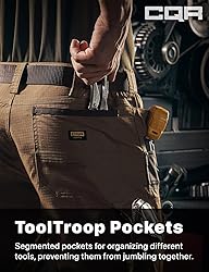 CQR Men's Ripstop Work Pants, Water Resistant