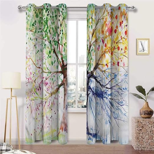 prunushome Tree Living Room Curtains Sets Four Seasons