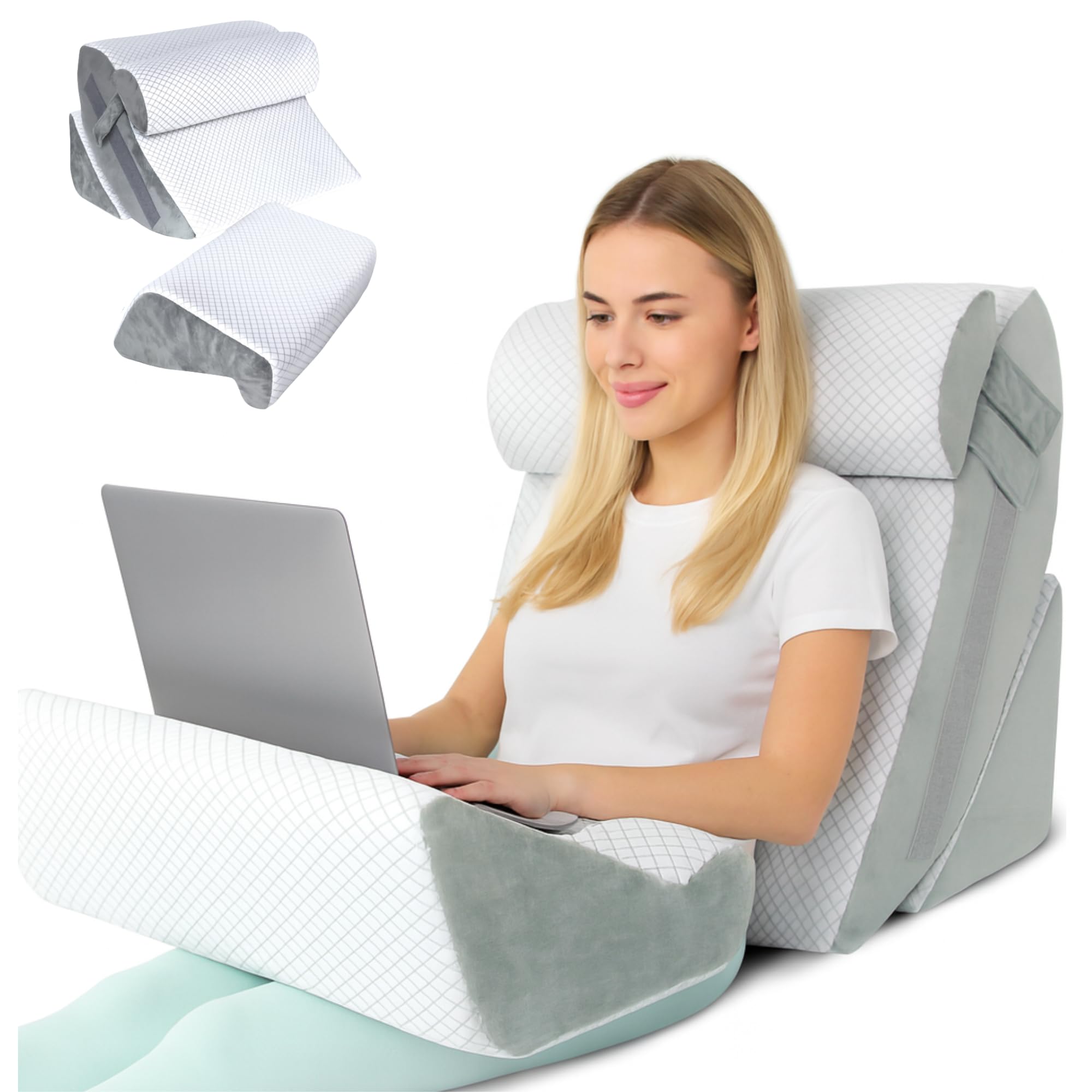 Photo 1 of 4PCS Wedge Pillow Set for After Surgery - Orthopedic Adjustable Memory Foam Support for Post Surgery Recovery, Sleeping, Back Pain, Legs, Shoulder Relief - Anti-Slip, Waterproof & Washable Covers