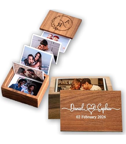 My4gifts Personalized Wooden Photo Frame Explosion Box - Custom Pull Out Photo Album Shadow Box